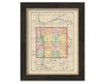 MECOSTA COUNTY, Michigan 1873 Map - Replica or Genuine Original