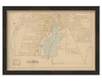 FALL RIVER, Massachusetts 1895 Map, Plate 1 - South Main St - Replica or GENUINE Original