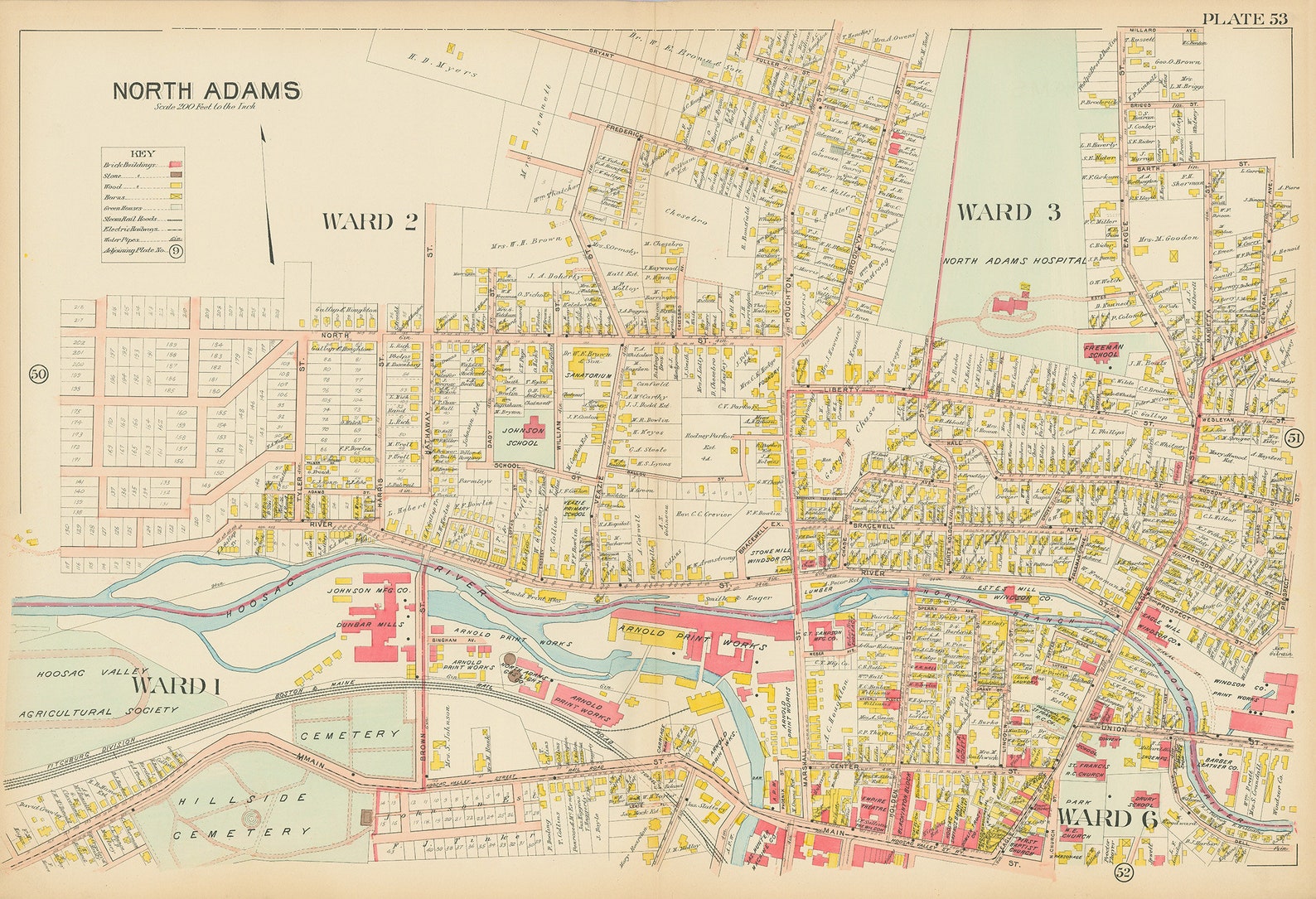 Village of NORTH ADAMS Massachusetts 1904 Map Replica or - Etsy