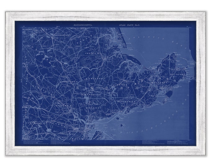 ROCKPORT, MANCHESTER and IPSWICH, Massachusetts - 1904 Map/Chart Blueprint