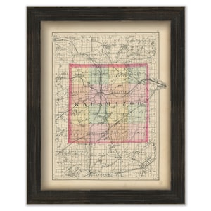 KALMAZOO COUNTY, Michigan 1873 Map - Replica or Genuine Original