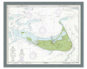 Nantucket Island Chart 1971- Sea Spray Green