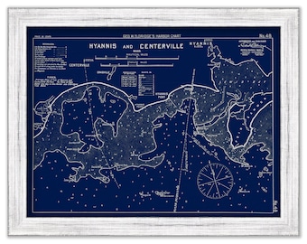 Hyannis and Centerville - Blue Print - Nautical Chart by George W. Eldridge 1901