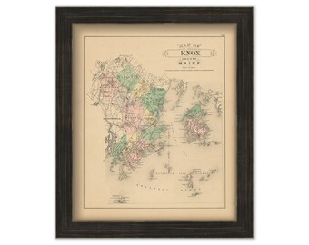 KNOX County, Maine 1890 Map, Replica or GENUINE ORIGINAL