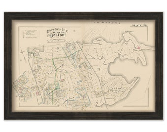 DORCHESTER, Boston, Massachusetts 1882 Map - Replica or Genuine ORIGINAL -  Savin Hill, Uphams Corner