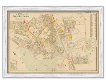 WEST ROXBURY, Massachusetts 1899 map, Plate 16 - Replica or GENUINE Original