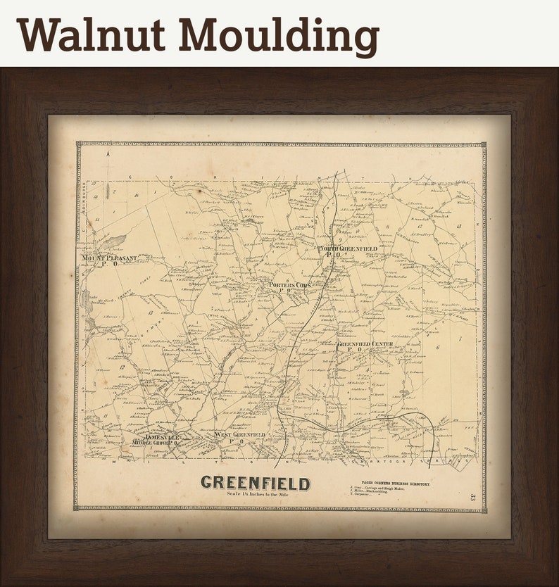 GREENFIELD New York 1866 Map Replica or GENUINE ORIGINAL Etsy