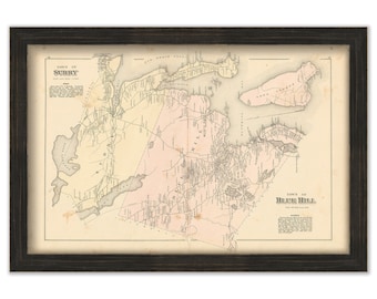 SURRY and BLUE HILL, Maine 1881 Map, Replica or genuine Original