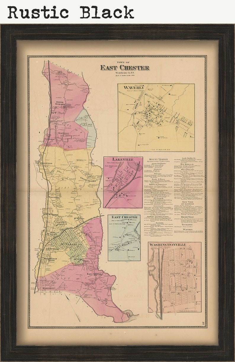 Town of EAST CHESTER New York 1868 Map Etsy
