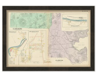 CLARKSBURG and FLORIDA, Massachusetts 1904 Map - Replica or Genuine Original