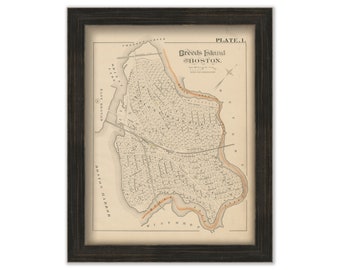 Breeds Island, EAST BOSTON, Massachusetts 1882 Map - Replica or Genuine ORIGINAL