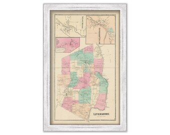 LIVERMORE, Androscoggin County, Maine 1873 Map, Replica or GENUINE Original