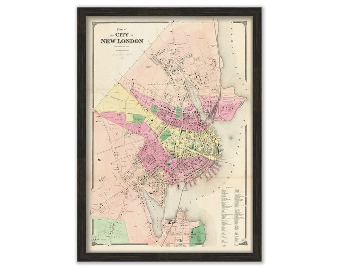 NEW LONDON, Connecticut  -  1868 Map
