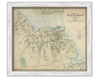 BAR HARBOR, Mount Desert Island, Maine 1887 Map