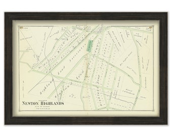City of NEWTON, NEWTON HIGHLANDS, Massachusetts 1874 Map