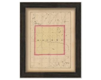 OSCODA COUNTY, Michigan 1873 Map - Replica or Genuine Original