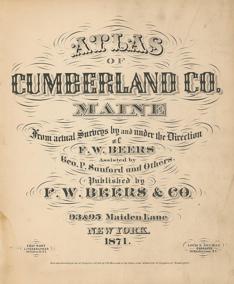 GRAY Maine 1871 Map Replica or Genuine ORIGINAL Etsy