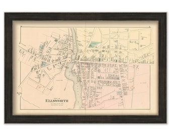 ELLSWORTH, Maine 1881 Map, Replica or genuine ORIGINAL