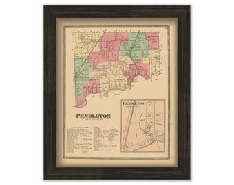 PENDLETON, New York 1875 Map, Replica or Genuine Original