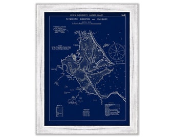 Plymouth, Kingston, & Duxbury, MA - Blue Print - Nautical Chart by George W. Eldridge 1901
