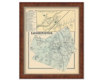 Town of LEOMINSTER, Massachusetts 1870 Map