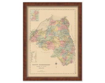 COUNTY LONDONDERRY, Ireland 1901 Map - Replica or GENUINE Original