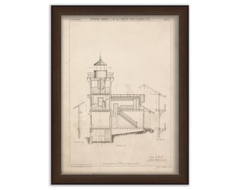 POINT SAN PABLO Lighthouse aka East Brother Island Lighthouse, California  - Drawing and Plan of the Lighthouse as it was in 1872.