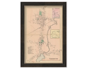 YARMOUTH, Maine 1871 Map, Replica or Genuine Original