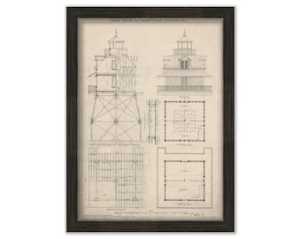 NORTHWEST PASSAGE LIGHTHOUSE, Key West, Florida  - Drawing and Plan of the Lighthouse as it was in 1878.