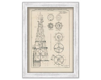 TIMBALIER ISLAND LIGHTHOUSE, Louisiana  - Drawing and Plan of the Lighthouse as it was in 1871.