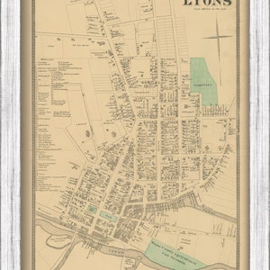 Village of LYONS, New York 1874 Map, Replica and GENUINE ORIGINAL image 4