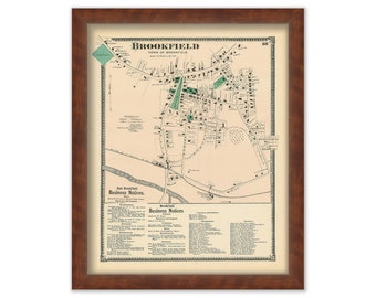Village of BROOKFIELD, Massachusetts 1870 Map