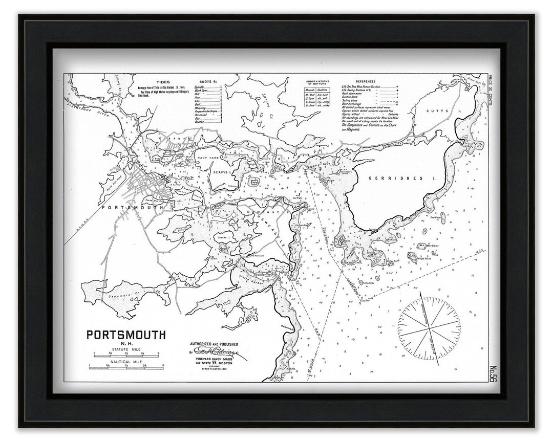 Portsmouth Harbor New Hampshire Nautical Chart by W. Etsy UK