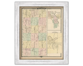 WAUSHARA COUNTY, Wisconsin 1878 Map, Replica or Genuine Original