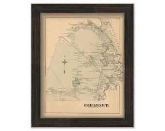 Town of COHASSET, Massachusetts 1876 Map - Replica or GENUINE ORIGINAL