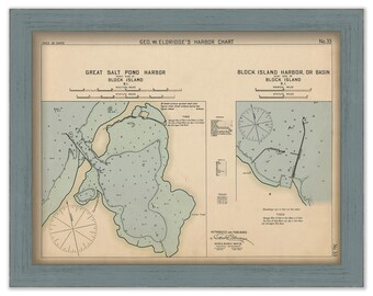 Block Island Harbor - Nautical Chart by George W. Eldridge 1901 0330
