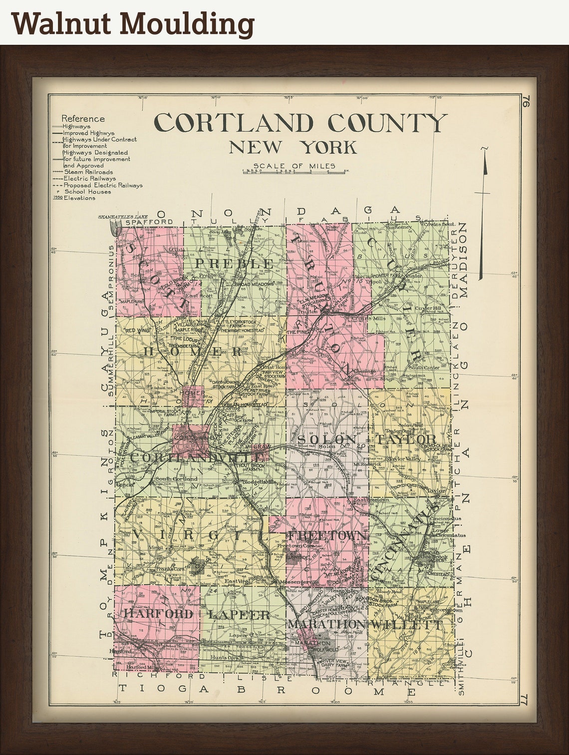 CORTLAND County New York 1912 Map Replica or GENUINE Etsy
