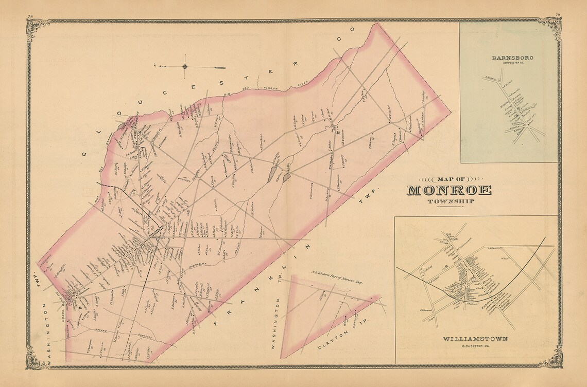 MONROE New Jersey 1879 Map Etsy