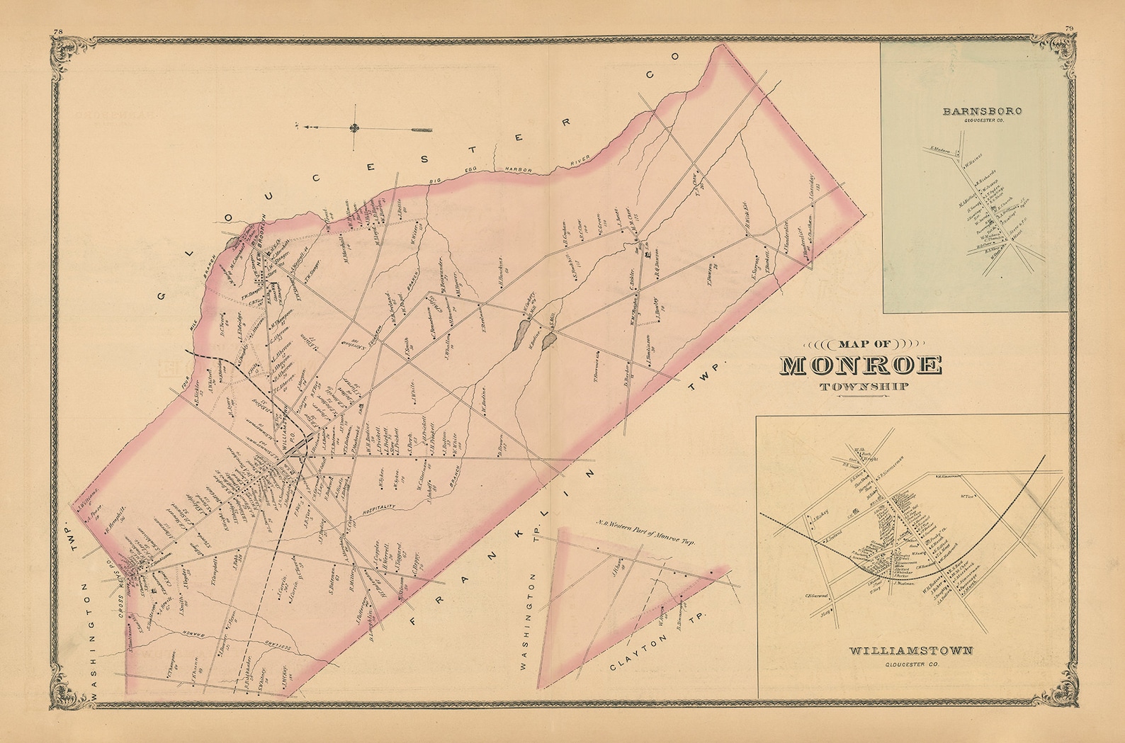 MONROE New Jersey 1879 Map Etsy