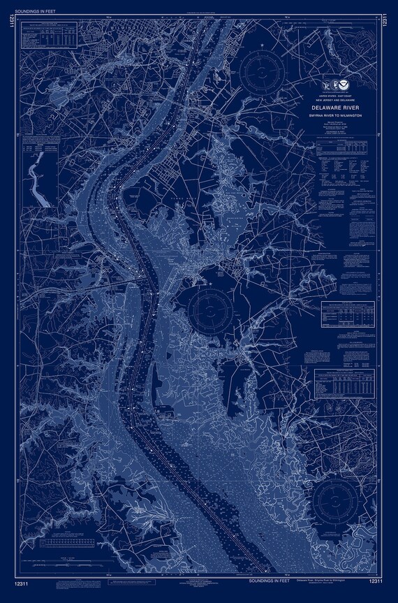 2017 Nautical Chart DELAWARE RIVER Delaware and New Jersey Wall Décor