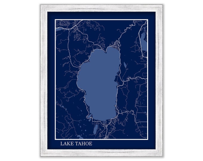 LAKE TAHOE, California/Nevada -  Contemporary Map Poster Blueprint