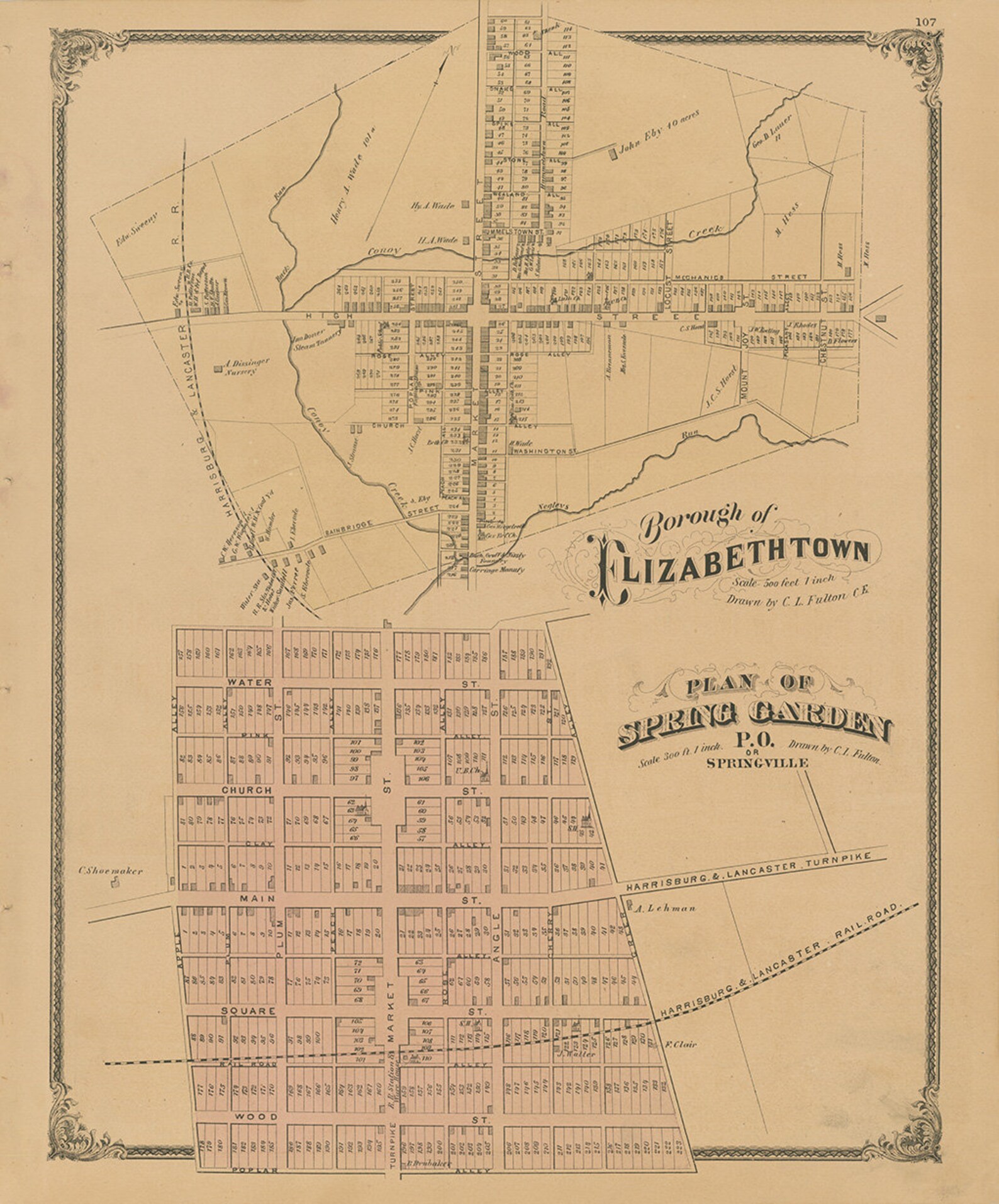 ELIZABETHTOWN Pennsylvania 1875 Map Replica or GENUINE Etsy