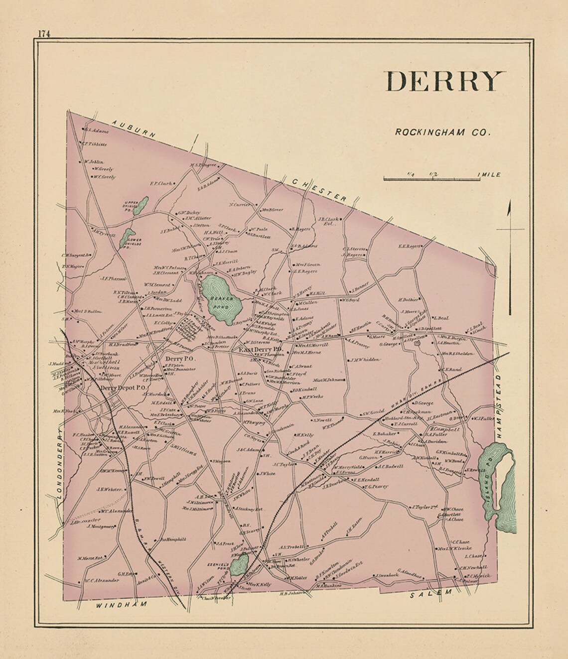 DERRY New Hampshire 1892 Carte Etsy France