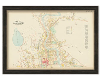 Village of GREAT BARRINGTON, Massachusetts 1904 Map - Replica or Genuine ORIGINAL