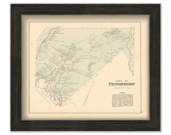 PENOBSCOT, Maine 1881 Map, Replica or Genuine Original