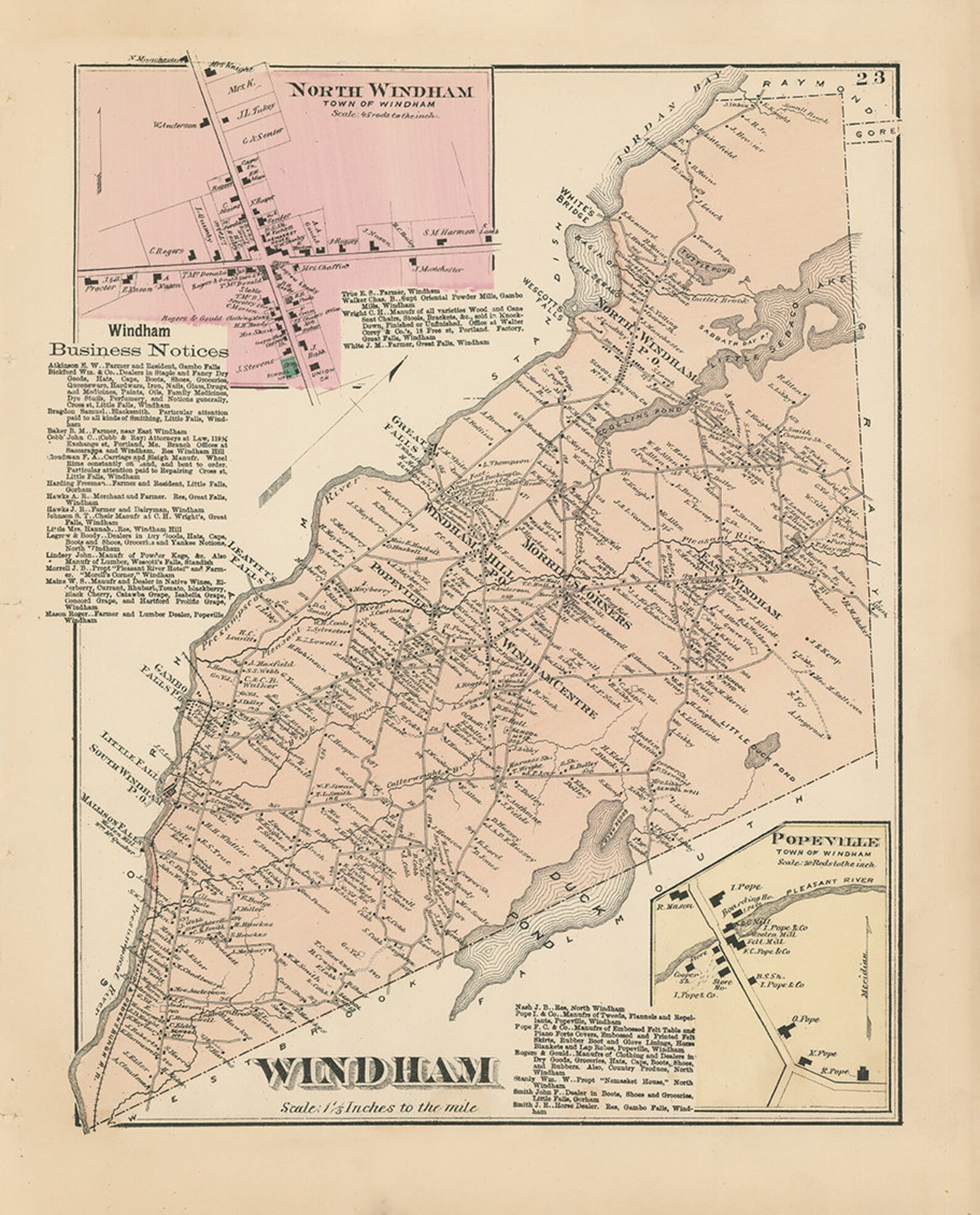 WINDHAM Maine 1871 Map Replica or Genuine ORIGINAL Etsy