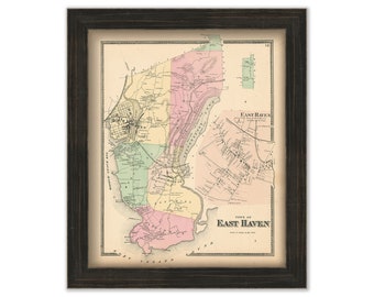 EAST HAVEN, Connecticut, 1868 Map, Replica or Genuine Original