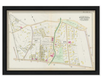 DORCHESTER, Massachusetts 1889 map, Plate 3 -  Edward Everett Square - Replica or GENUINE ORIGINAL