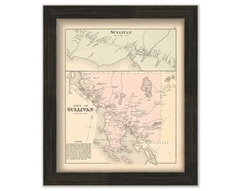 SULLIVAN, Maine 1881 Map, Replica or Genuine Original