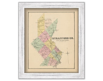 STRAFFORD County, New Hampshire 1871 Map, Replica or GENUINE ORIGINAL